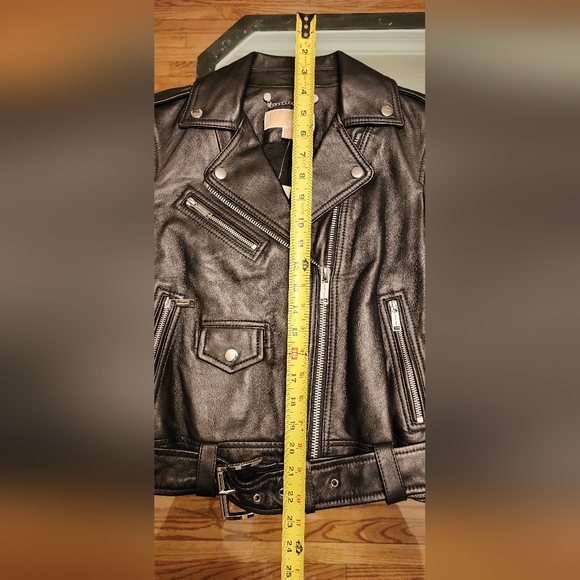 NWT Michael Kors Black Leather Moto Motorcycle Jacket Size Small - Picture 11 of 16